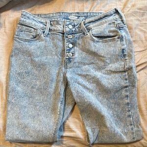 old navy acid wash button fly rockstar super skinny jeans